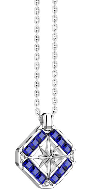 Мужская серебряная подвеска на цепочке ''Роза ветров'' Zancan ESC168-BL со шпинелью