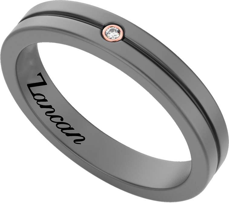 Мужское титановое кольцо Zancan ETA112R с бриллиантом