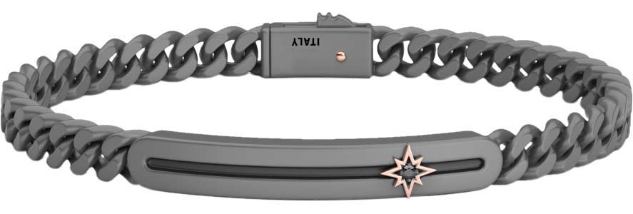 Мужской титановый браслет цепь ''Роза ветров'' Zancan ETB216R с черным бриллиантом