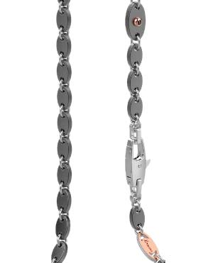 Мужская титановая цепочка на шею Zancan ETC137R с черным бриллиантом