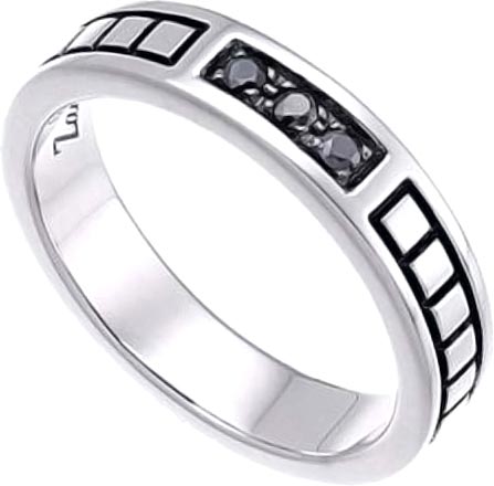 Мужское серебряное кольцо Zancan EXA012 с эмалью, черной шпинелью