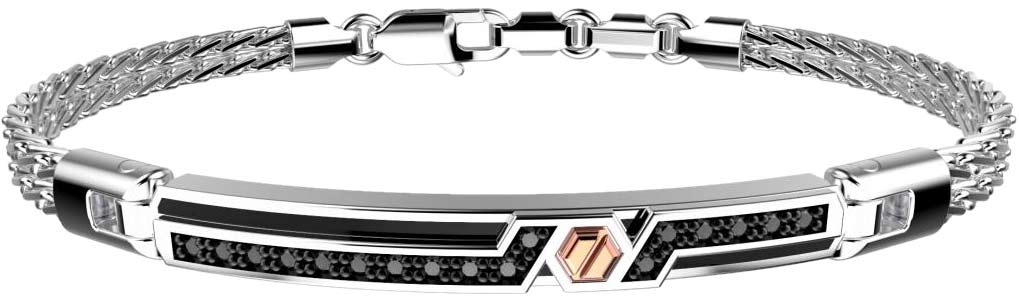 Мужской серебряный браслет цепь Zancan EXB495R-N с золотом, шпинелью