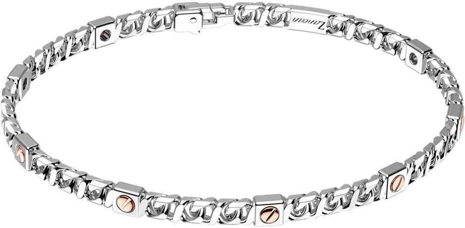 Мужской серебряный браслет цепь Zancan EXB892R с золотом