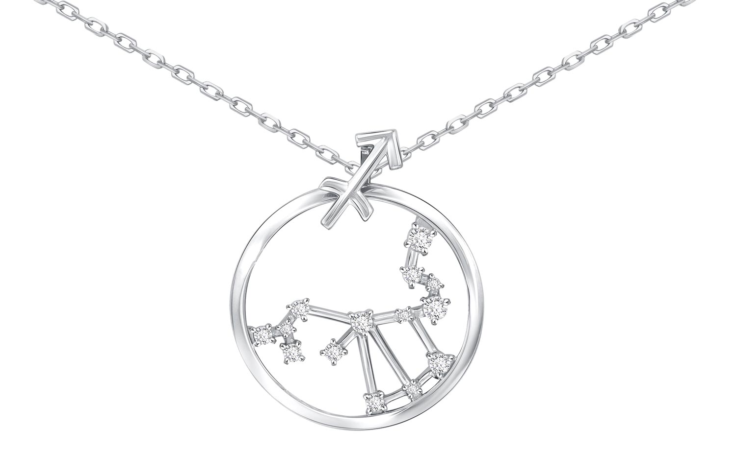 Серебряное колье с подвеской ''Стрелец'' Zolotye uzory 90-69-0285-00 с кубическим цирконием