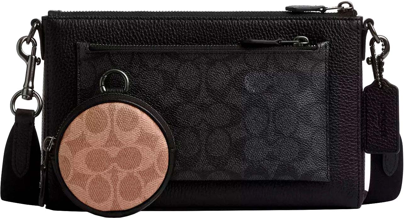 Кожаная сумка COACH CW372QBXAJ-CHARCOAL-TAN-BLACK