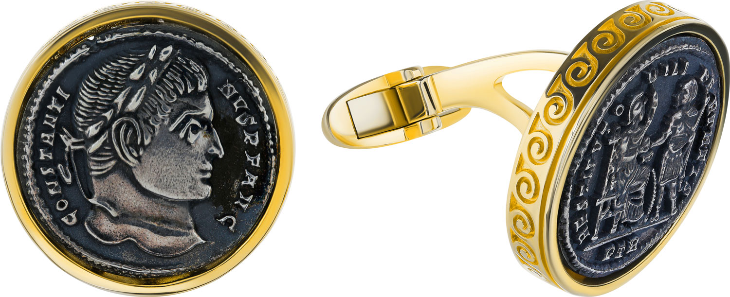 Серебряные запонки ''Константин Великий'' Golden Blues 621600-01