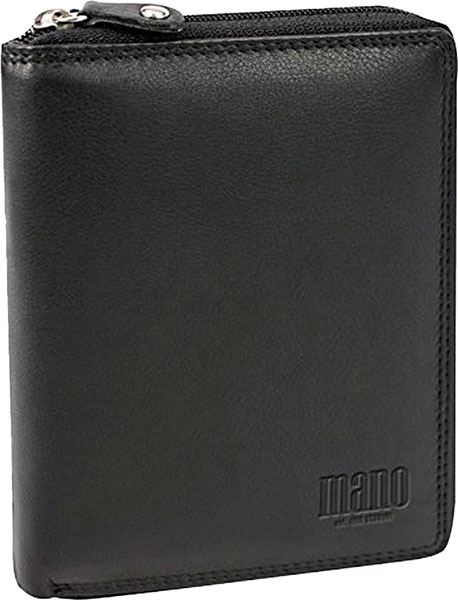 Мужской кожаный бумажник Mano 19009-sutura-black