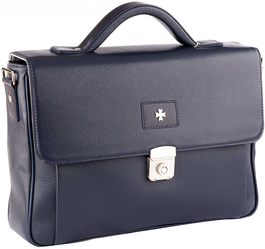 Мужской кожаный портфель Narvin 9746-n-polo-d-blue