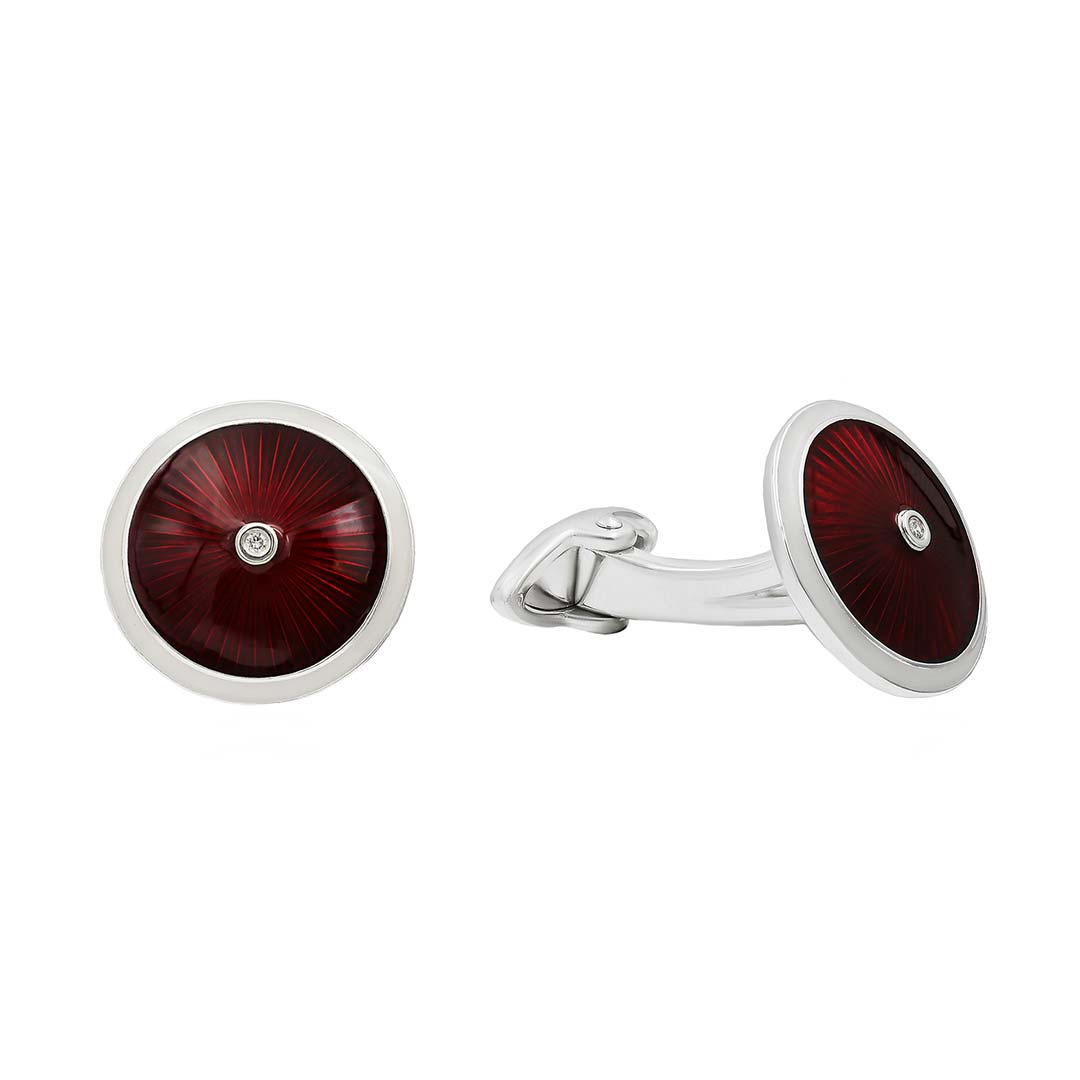 Серебряные запонки Русские Самоцветы 76138-krasnyj-rs
