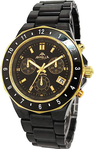Швейцарские керамические наручные часы Appella 4127-9004 с хронографом