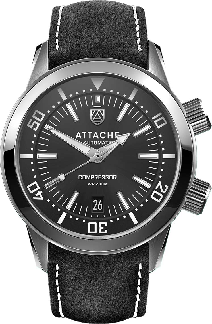 Российские механические наручные часы ATTACHE COMPRESSOR-SBLACK