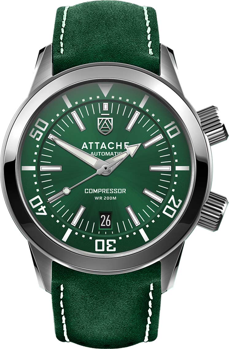 Российские механические наручные часы ATTACHE COMPRESSOR-SGREEN
