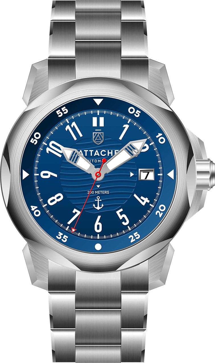 Российские механические наручные часы ATTACHE MARINE-AUTO-SBLUE2