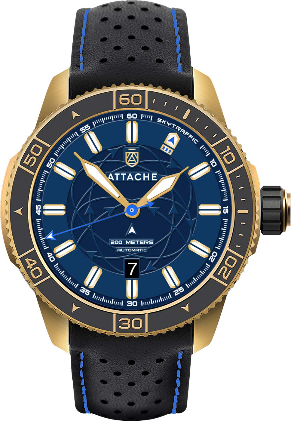 Российские механические наручные часы ATTACHE SKYTRAFFIC-AUTO-GBLUE