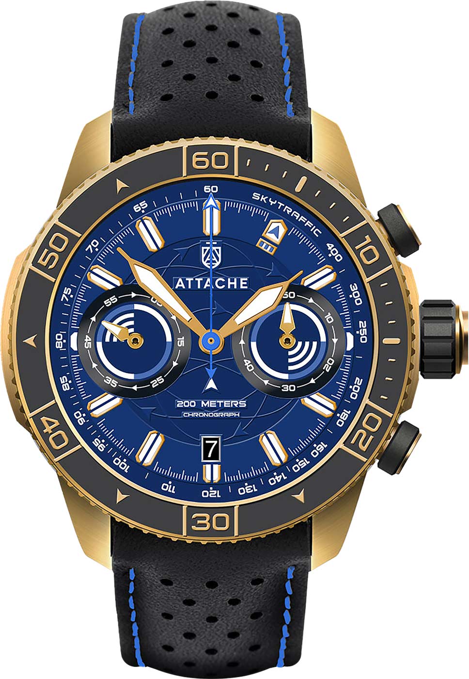 Российские наручные часы ATTACHE SKYTRAFFIC-CHRONO-GBLUE с хронографом