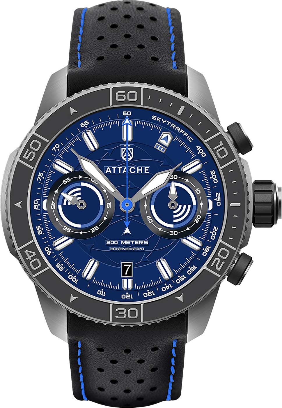Российские наручные часы ATTACHE SKYTRAFFIC-CHRONO-SBLUE с хронографом