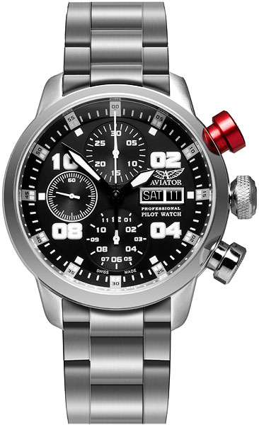 Швейцарские механические наручные часы Aviator P.4.06.0.016 с хронографом