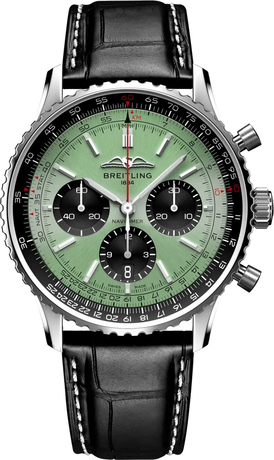 Швейцарские механические наручные часы Breitling AB0138241L1P1 с хронографом