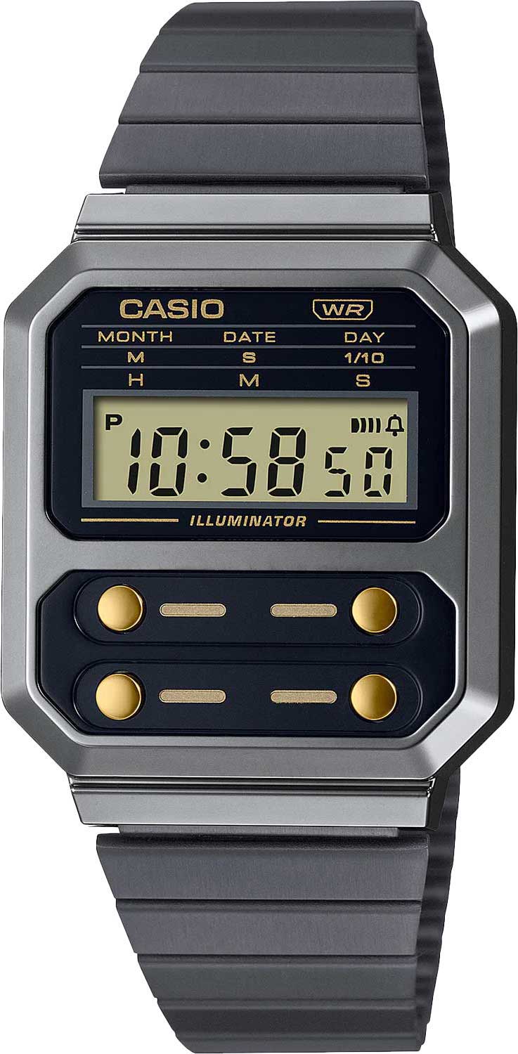 Японские наручные часы Casio Vintage A100WEGG-1A2-ucenka-1 с хронографом
