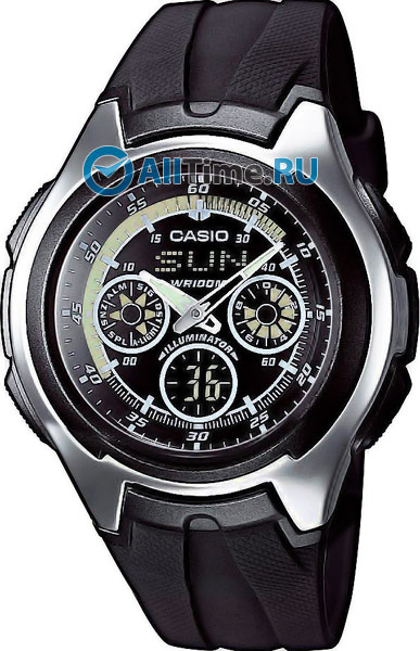 Японские наручные часы Casio Collection AQ-163W-1B1 с хронографом