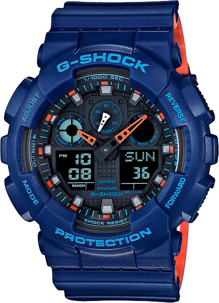 Японские наручные часы Casio G-SHOCK GA-100L-2A с хронографом