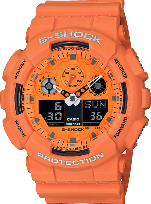Японские наручные часы Casio G-SHOCK GA-100RS-4AER с хронографом