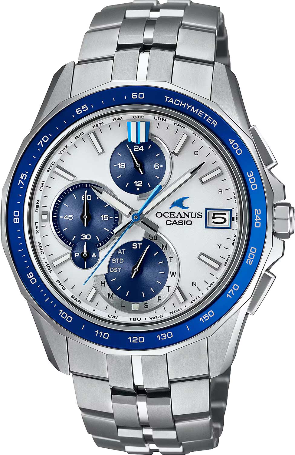 Японские титановые наручные часы Casio Oceanus OCW-S7000D-7A с хронографом