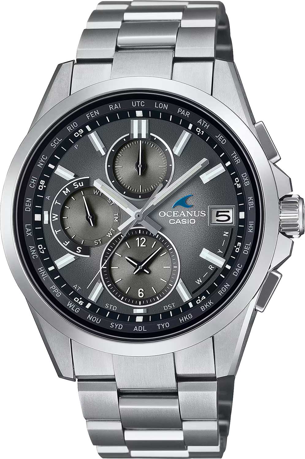 Японские титановые наручные часы Casio Oceanus OCW-T2600RA-8A с хронографом