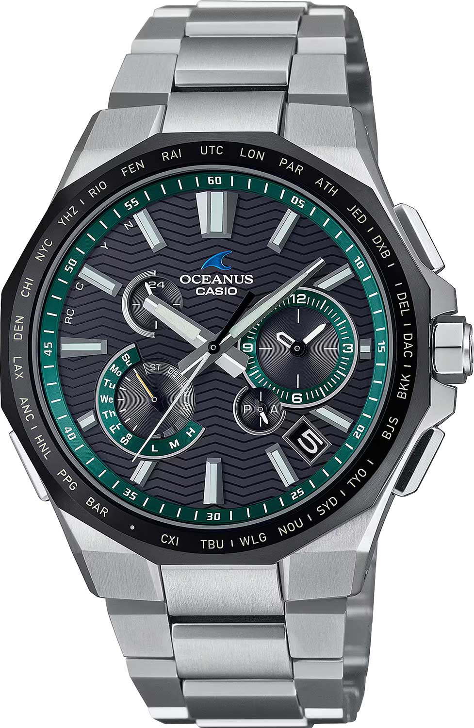 Японские титановые наручные часы Casio Oceanus OCW-T6000A-1A с хронографом