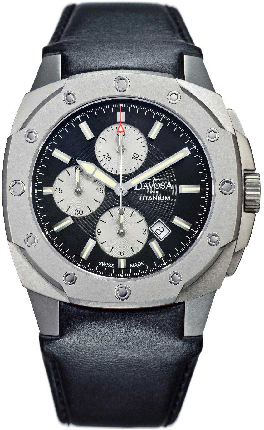 Швейцарские механические титановые наручные часы DAVOSA DAV.16150355-ucenka с хронографом
