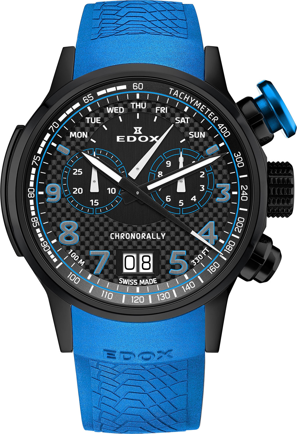 Швейцарские титановые наручные часы Edox 38001-TINNBU3NIBU3 с хронографом