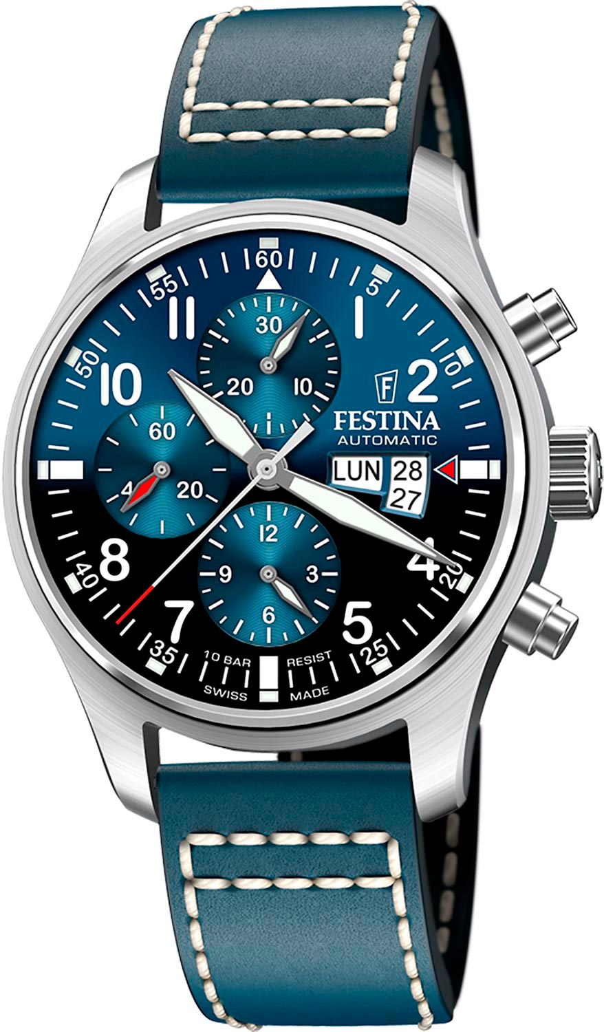 Швейцарские механические наручные часы Festina F20150/5 с хронографом