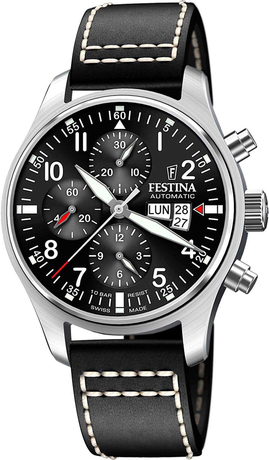 Швейцарские механические наручные часы Festina F20150/6-ucenka с хронографом