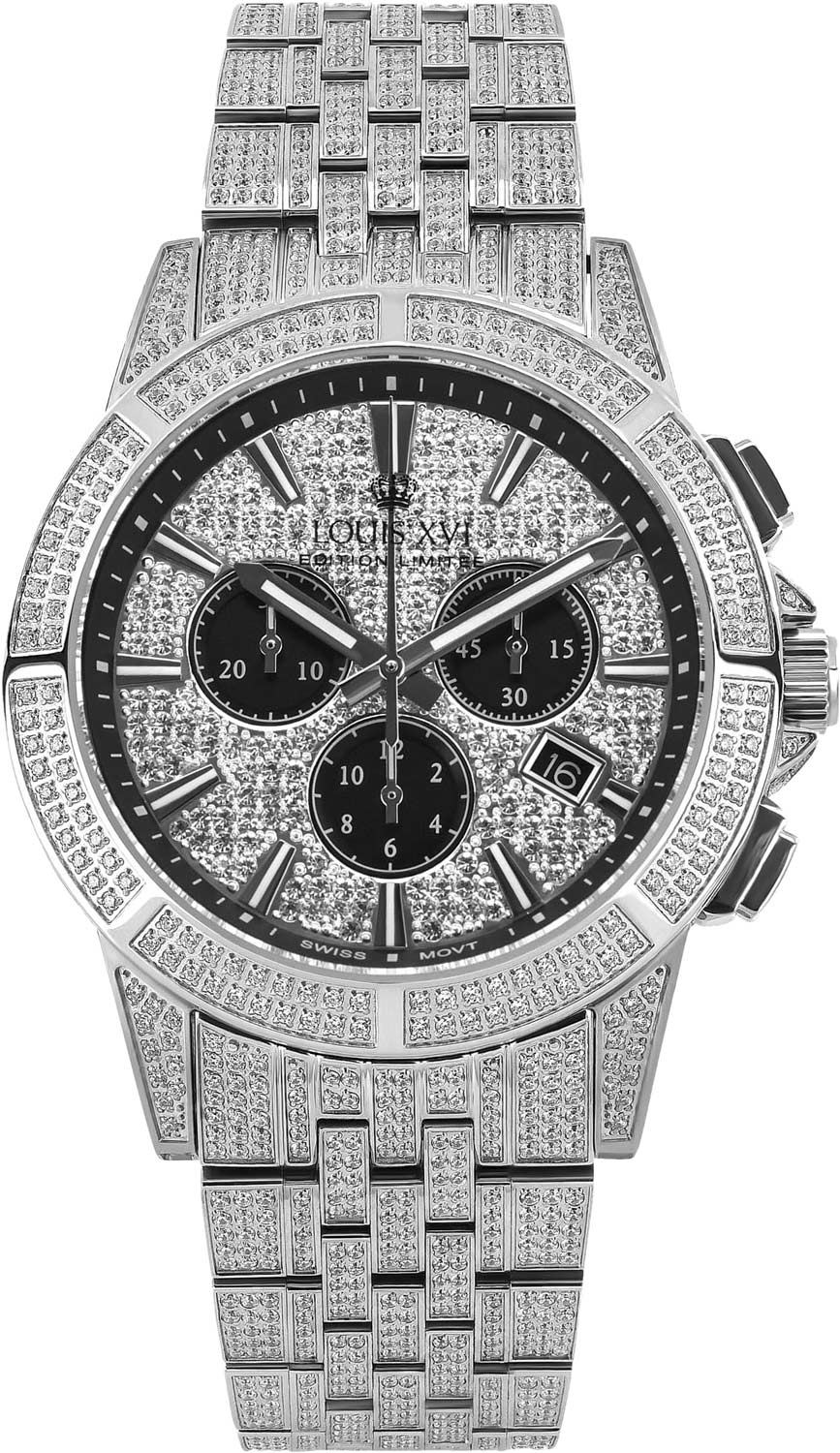 Швейцарские наручные часы Louis XVI Majeste-Iced-Out-1122 с хронографом