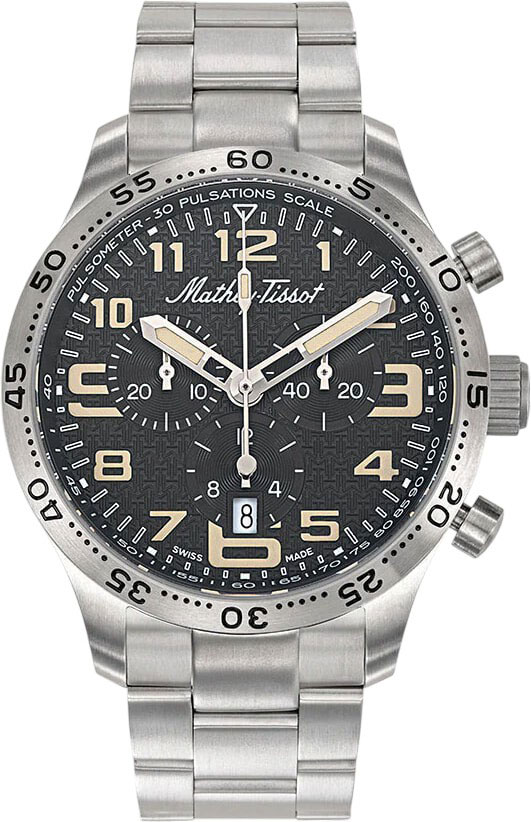 Швейцарские титановые наручные часы Mathey-Tissot H1821CHT3 с хронографом