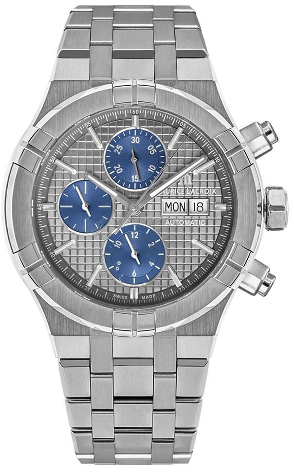 Швейцарские механические титановые наручные часы Maurice Lacroix AI6038-TT03F-330-A с хронографом