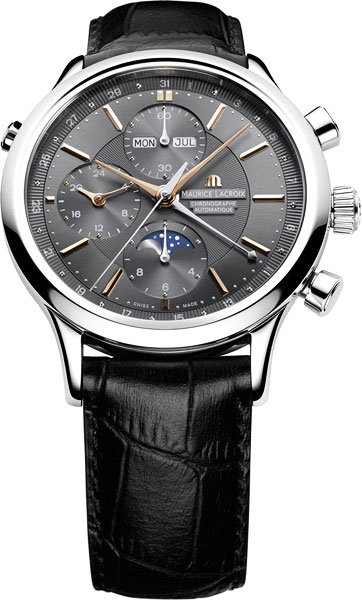 Швейцарские механические наручные часы Maurice Lacroix LC6078-SS001-331-1 с хронографом