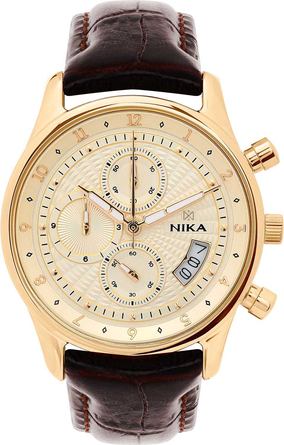 Российские золотые наручные часы NIKA 1246.0.3.42A-ucenka с хронографом