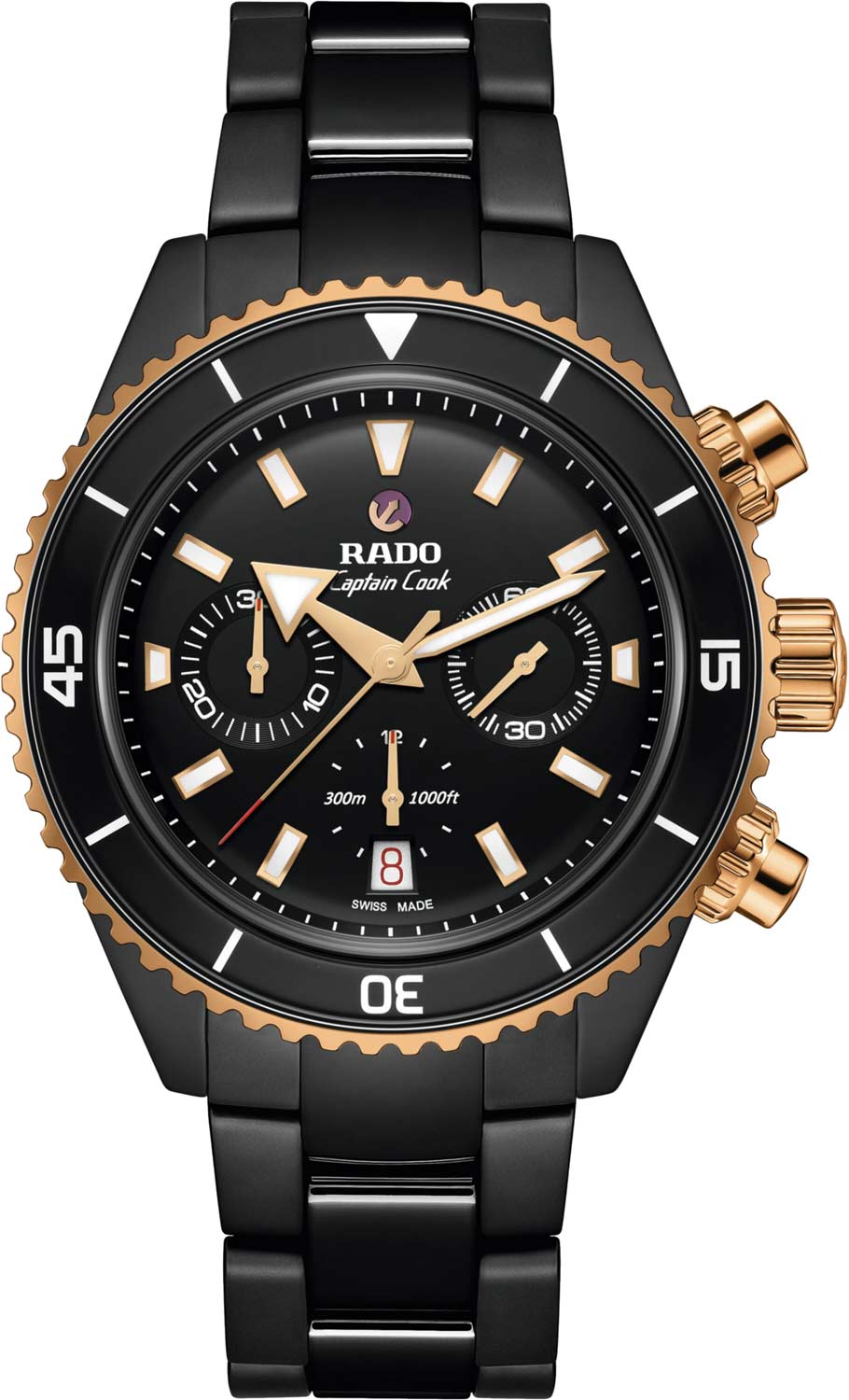 Швейцарские механические керамические наручные часы Rado R32190153 с хронографом