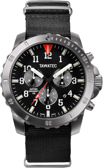 Швейцарские титановые наручные часы Tawatec TWT.07.81.81B с хронографом