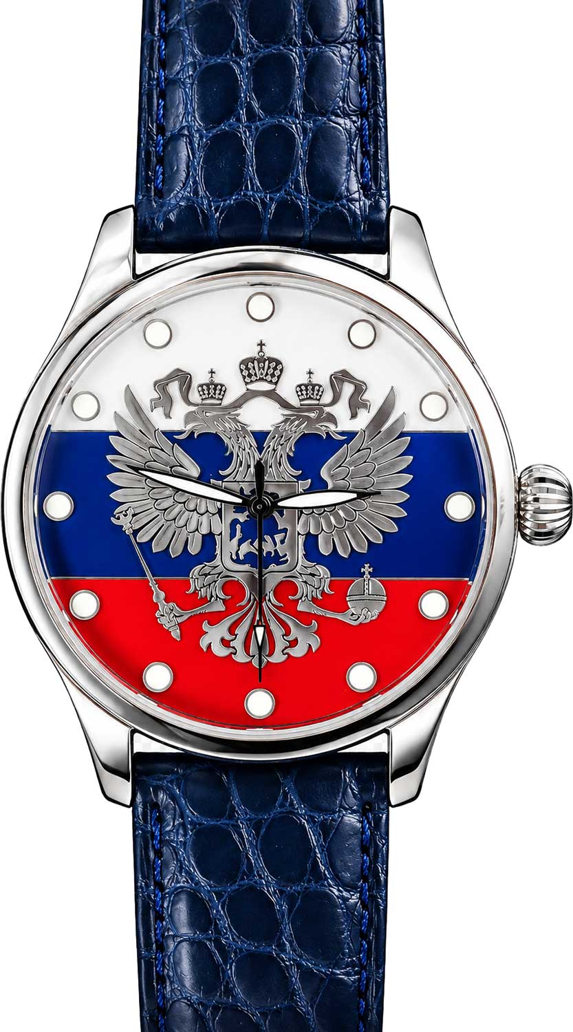 Российские механические наручные часы TSEDRO Klassik-Flag-Bolshoj-Gerb
